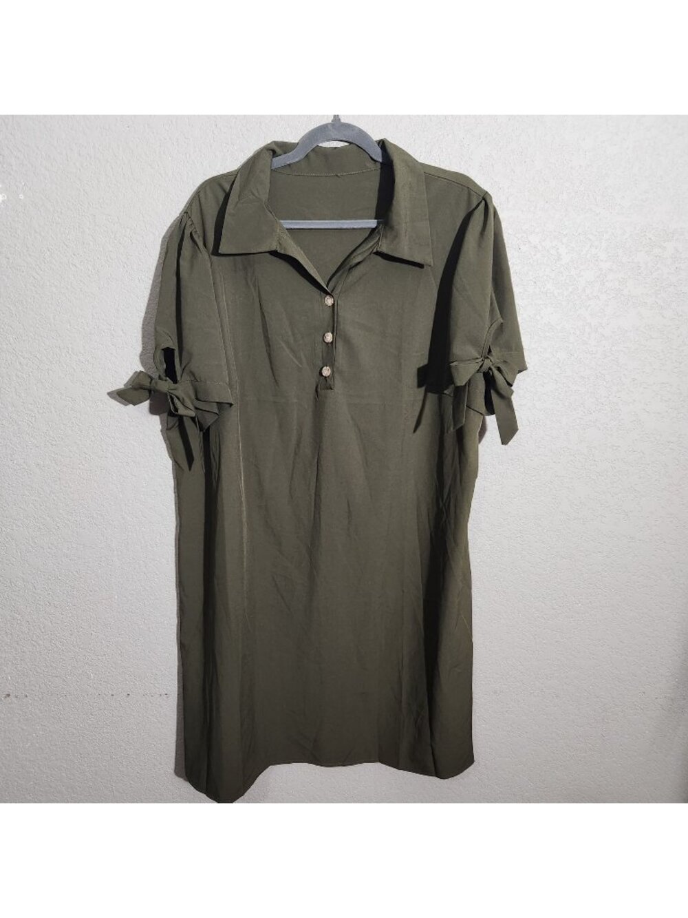 Shein Curve Dress Sizem 3xl Button-Down Bow-Tie Sleeves Sheath